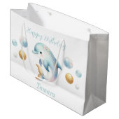 Niedliche Dolphin mit Blasen Große Geschenktüte (Vorderseite Schrägansicht)