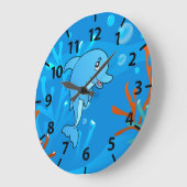 Niedliche Dolphin Ocean Aquatic Wall Clock Große Wanduhr (Winkel)