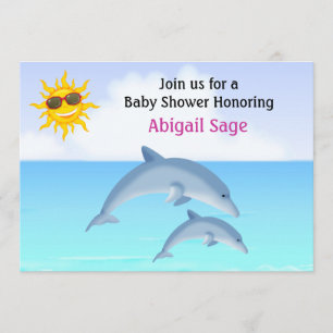 Niedliche Dolphin Ocean Baby Shower Einladung für
