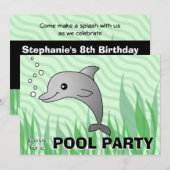 Niedliche Dolphin-Pool-Party Einladung (Vorne/Hinten)