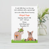 Niedliche Donkey-Kinderdusche - Einladung für Jung (Stehend Vorderseite)