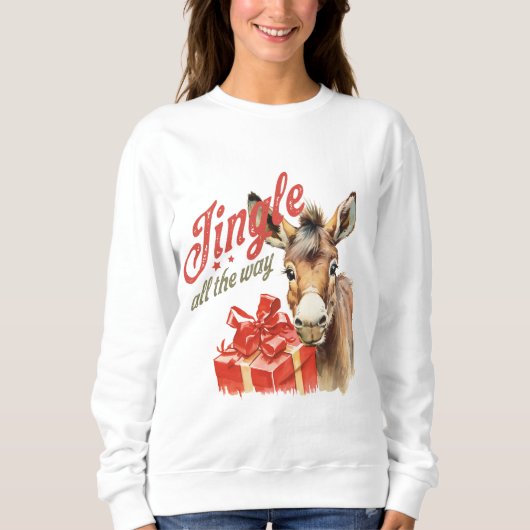 Niedliche Donkey-Weihnachtsnacht Sweatshirt (Vorderseite)
