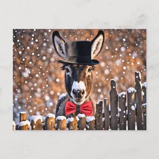 Niedliche Donkey Weihnachtsreise Postkarte (Vorderseite)