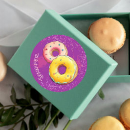 Niedliche Donut Acht Lila Sprinklen Runder Aufkleber