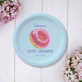 Niedliche Donut-Babydusche Pappteller