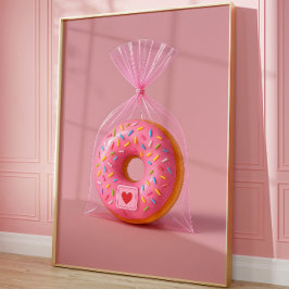 Niedliche Donut Wall Art, rosa ästhetische Küche Poster