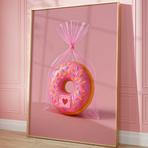 Niedliche Donut Wall Art, rosa ästhetische Küche Poster