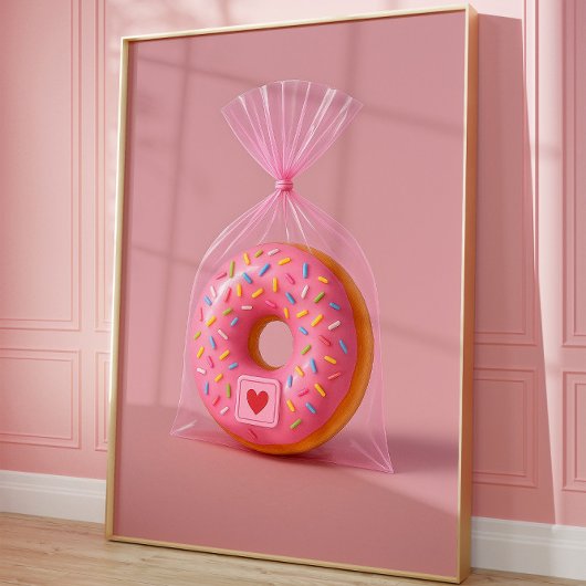 Niedliche Donut Wall Art, rosa ästhetische Küche Poster