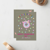 niedliche Donuts Einhornvalentinstag Mitteilungskarte (Vorderseite/Rückseite Beispiel)