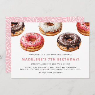 Niedliche Donuts | Fun Sweet Kids Girls Geburtstag Einladung