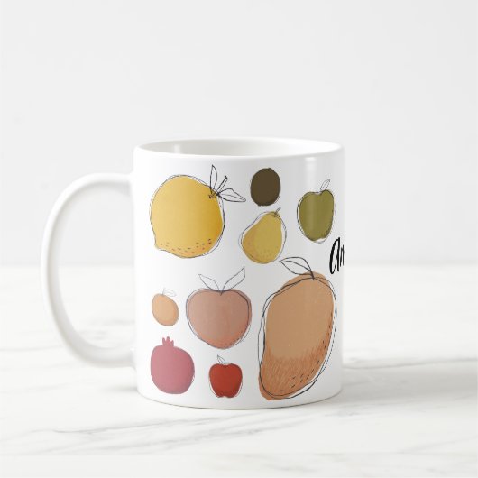 Niedliche doodle art fruits sammlung (PERSONALIZE) Kaffeetasse (Links)