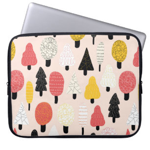 Niedliche Doodle-Bäume nahtlos Vintages Muster. Wi Laptopschutzhülle
