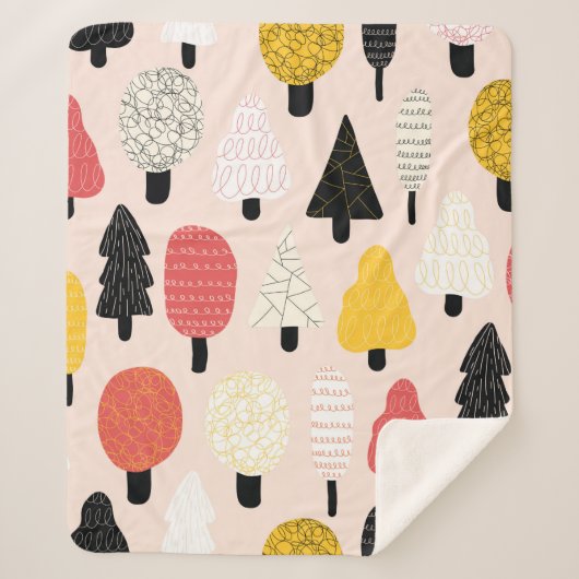 Niedliche Doodle-Bäume nahtlos Vintages Muster. Wi Sherpadecke (Vorderseite)