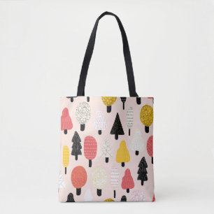 Niedliche Doodle-Bäume nahtlos Vintages Muster. Wi Tasche