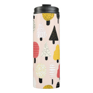Niedliche Doodle-Bäume nahtlos Vintages Muster. Wi Thermosbecher