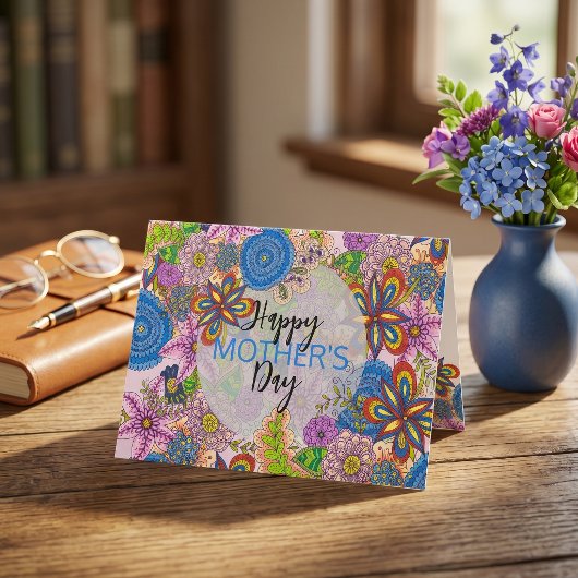 Niedliche Doodle-Blume Muttertag Karte