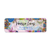 Niedliche Doodle-Blume Rücksendeadresse (Vorne)