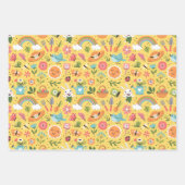 Niedliche Doodle-Blütenfeder in Schwarz und Weiß Geschenkpapier Set (Vorderseite)