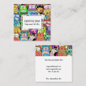 Niedliche Doodle für Katzen-Sitter Quadratische Visitenkarte (Vorne/Hinten)