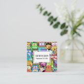 Niedliche Doodle für Katzen-Sitter Quadratische Visitenkarte (Stehend Vorderseite)