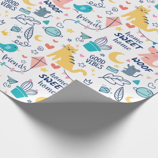 Niedliche Doodle Geschenkpapier (Ecke)