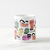 Niedliche Doodle-Katzen und Paw-Drucke Kaffeetasse (Mittel)