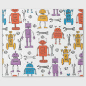 Niedliche Doodle-Roboter. Nahtloses Muster. Cartoo Geschenkpapier (Flach)
