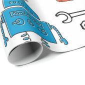 Niedliche Doodle-Roboter. Nahtloses Muster. Cartoo Geschenkpapier (Rolleneckpunkt)