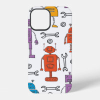 Niedliche Doodle-Roboter. Nahtloses Muster. Cartoo