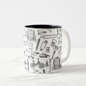 Niedliche Doodle Zeichnungen Kaffeemaschine Tasse (VorderseiteRechts)