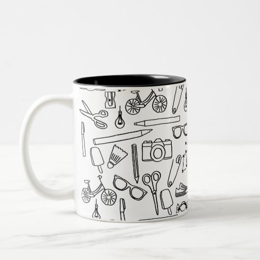 Niedliche Doodle Zeichnungen Kaffeemaschine Tasse (Links)