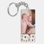 Niedliche Doodles Custom Zwei Fotos Schlüsselanhänger (Vorderseite links)