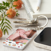 Niedliche Doodles Custom Zwei Fotos Schlüsselanhänger (Vorderseite rechts)