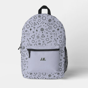 niedliche Doodles Retromuster blau grau Bedruckter Rucksack