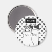 Niedliche Dotty Katzen in Liebe Personalisiert Magnet (Vorderseite/Rückseite)