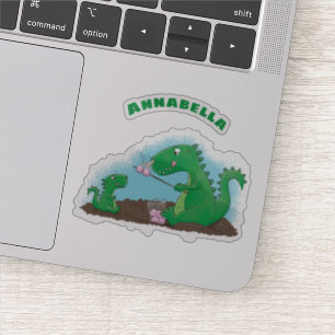 Niedliche Drachen braten Marshmallows Cartoon Aufkleber