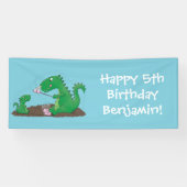 Niedliche Drachen braten Marshmallows Cartoon Banner (Horizontal)