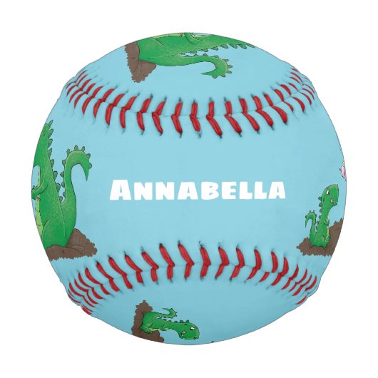 Niedliche Drachen braten Marshmallows Cartoon Baseball (Rückseite)