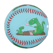 Niedliche Drachen braten Marshmallows Cartoon Baseball (Vorderseite Links)