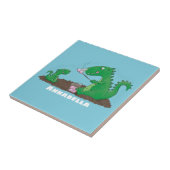 Niedliche Drachen braten Marshmallows Cartoon Fliese (Seite)