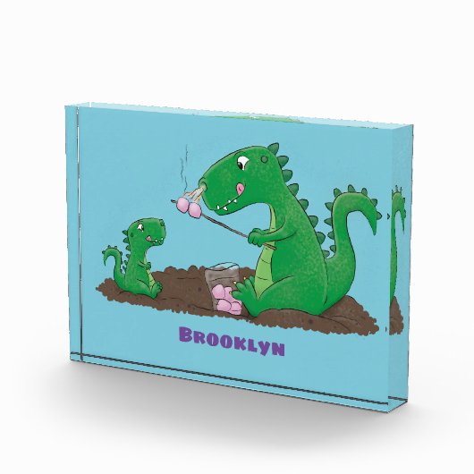 Niedliche Drachen braten Marshmallows Cartoon Fotoblock (Rechts)