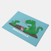 Niedliche Drachen braten Marshmallows Cartoon Fußmatte (Schrägansicht)