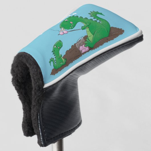 Niedliche Drachen braten Marshmallows Cartoon Golf Headcover (3/4 Vorderseite)