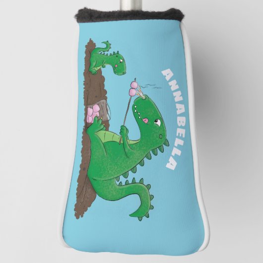 Niedliche Drachen braten Marshmallows Cartoon Golf Headcover (Rotieren 90)