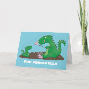 Niedliche Drachen braten Marshmallows Cartoon Karte