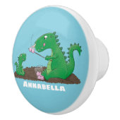 Niedliche Drachen braten Marshmallows Cartoon Keramikknauf (Rechts)