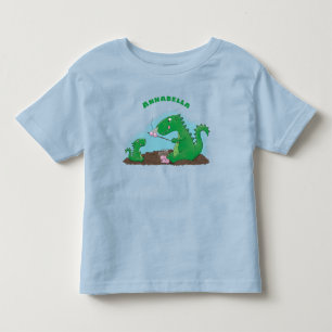 Niedliche Drachen braten Marshmallows Cartoon Kleinkind T-shirt