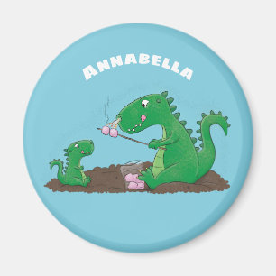 Niedliche Drachen braten Marshmallows Cartoon Magnet