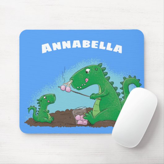 Niedliche Drachen braten Marshmallows Cartoon Mousepad (Mit Mouse)