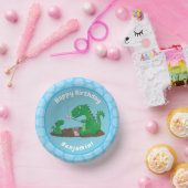 Niedliche Drachen braten Marshmallows Cartoon Pappteller (Party)
